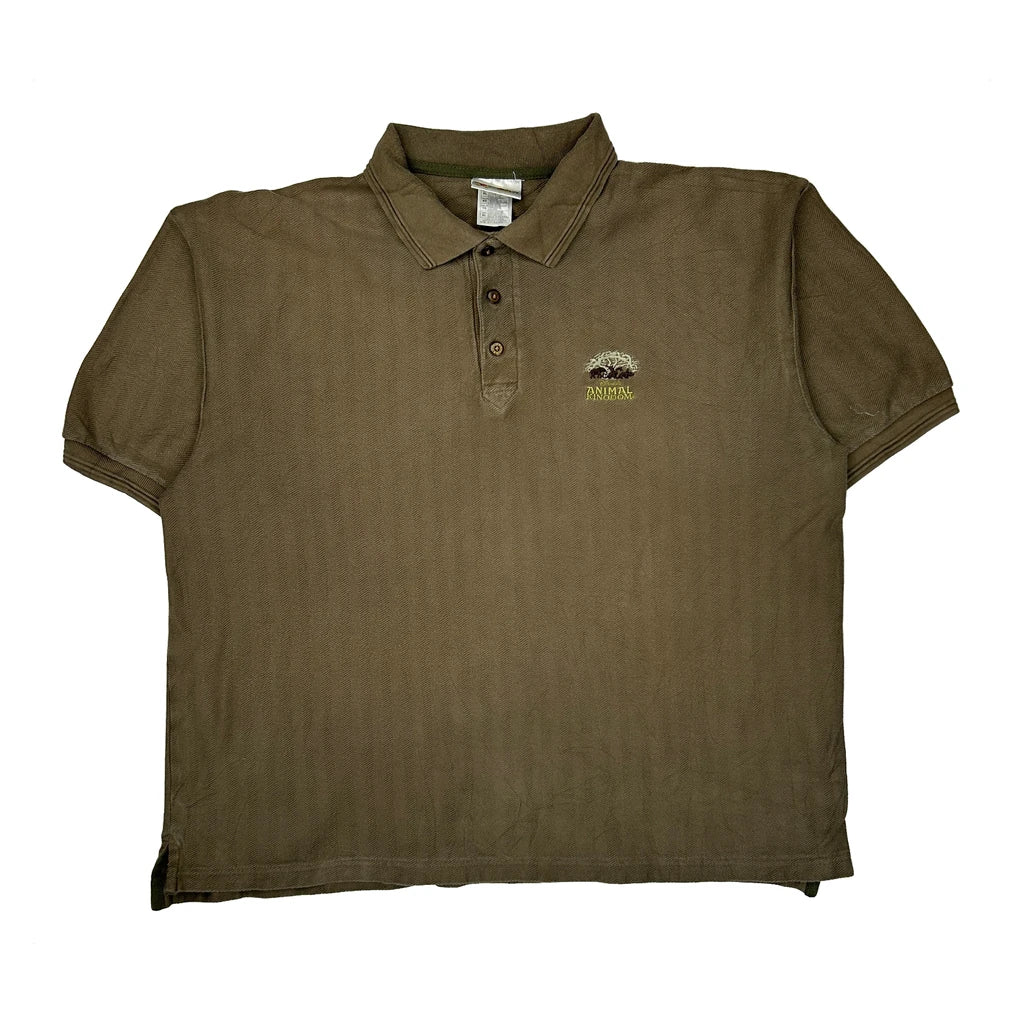 Animal Kingdom Disney Graphic Polo Shirt - XL Brown Cotton