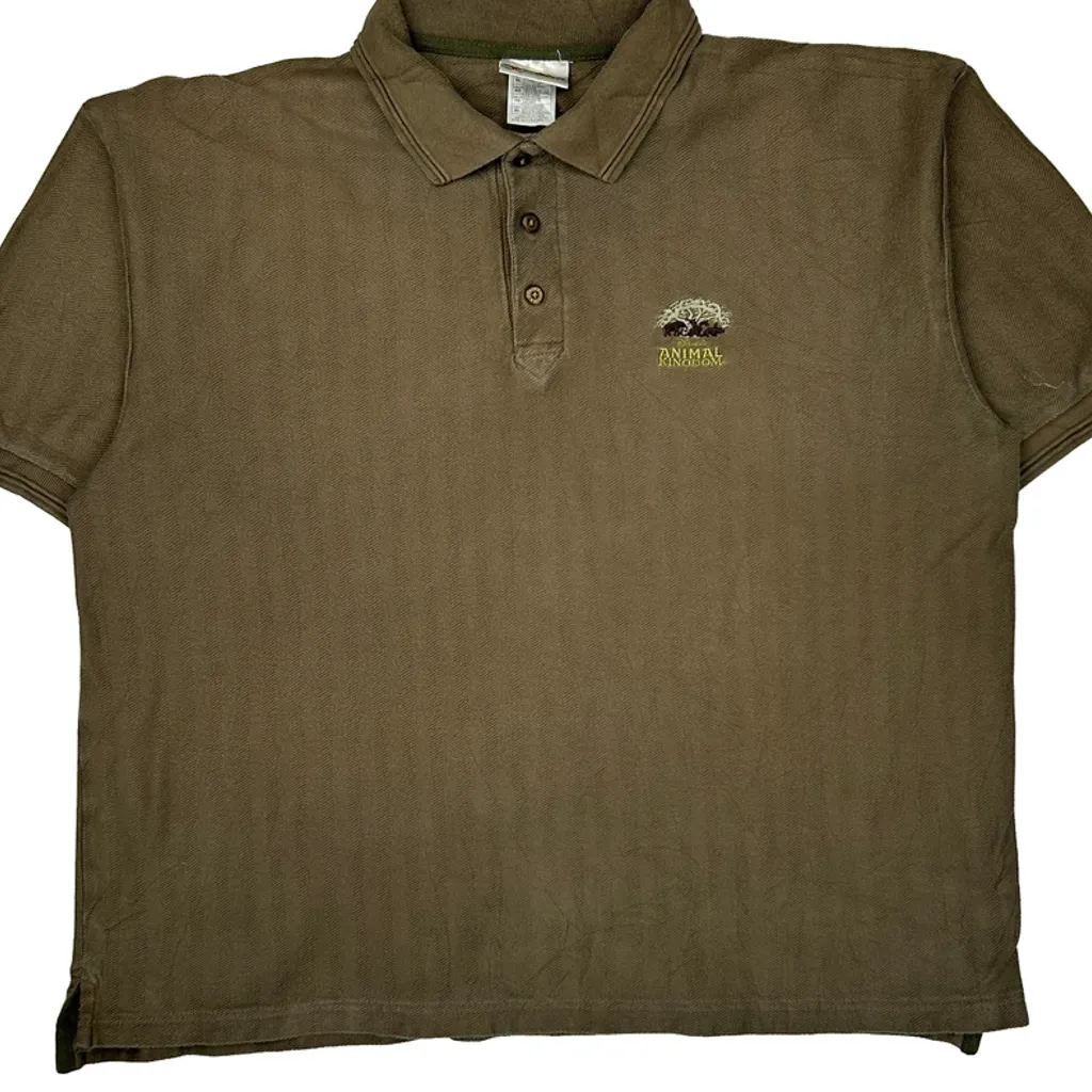 Animal Kingdom Disney Graphic Polo Shirt - XL Brown Cotton - Image 4