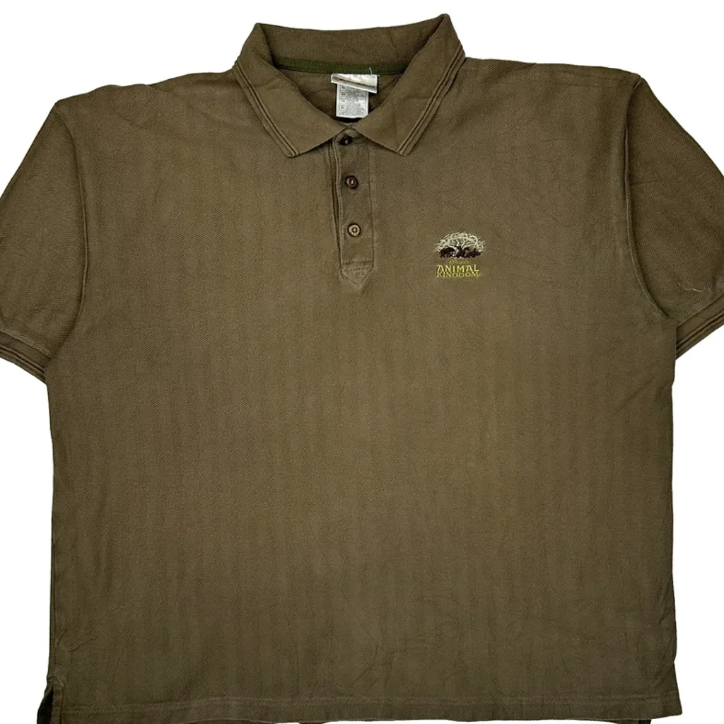Animal Kingdom Disney Graphic Polo Shirt - XL Brown Cotton - Image 5