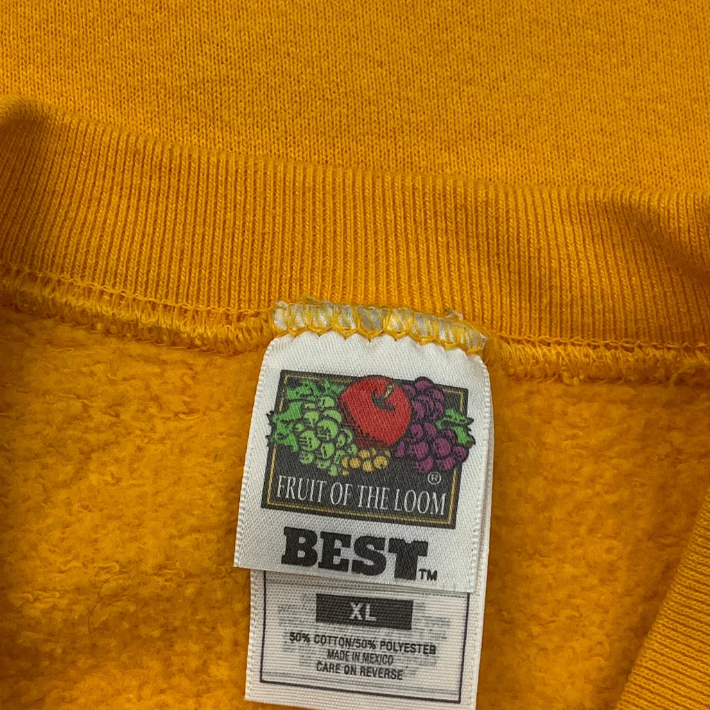 Ankeny Hawks Fruit Of The Loom College Sweatshirt - XL Yellow Cotton Blend - Image 3