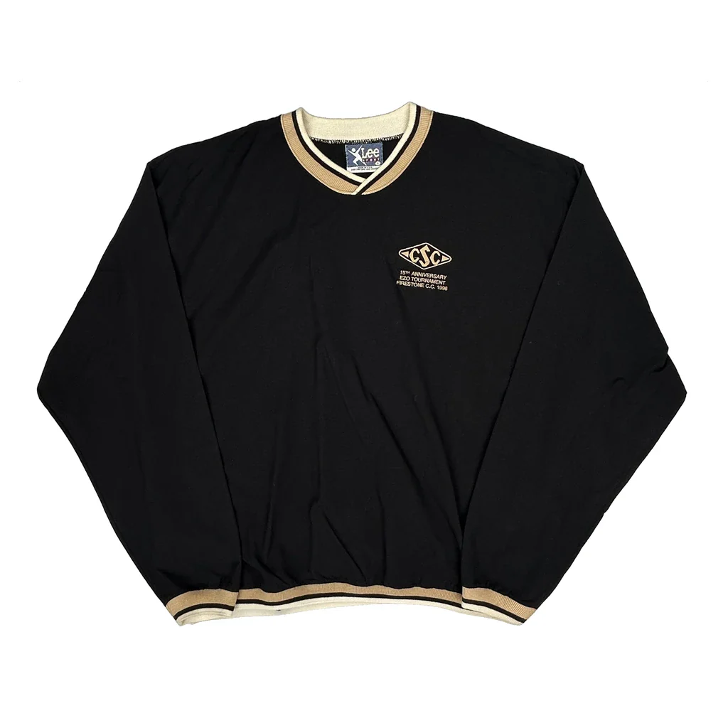 Anniversary Lee Sport V-Neck Windbreaker - Large Black Cotton