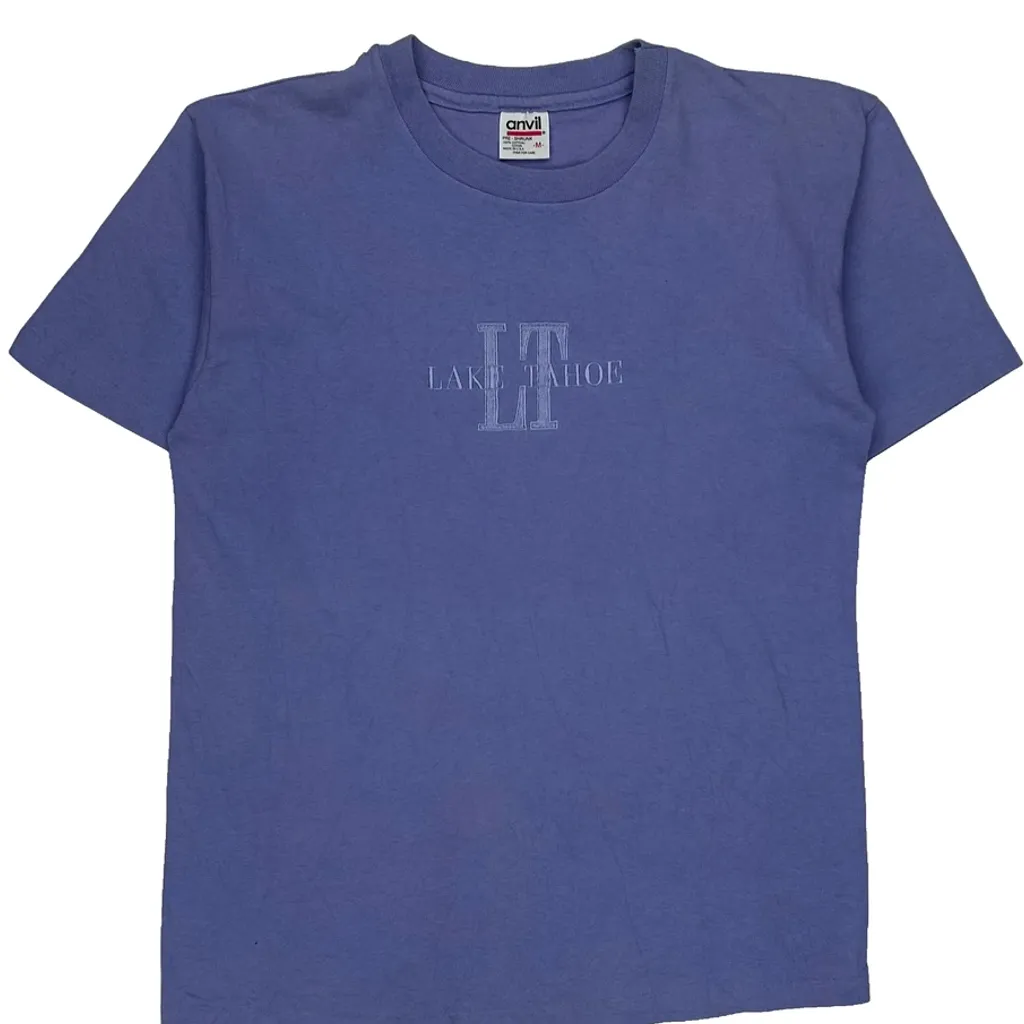Anvil Single Stitch T-Shirt - Medium Blue Cotton - Image 4