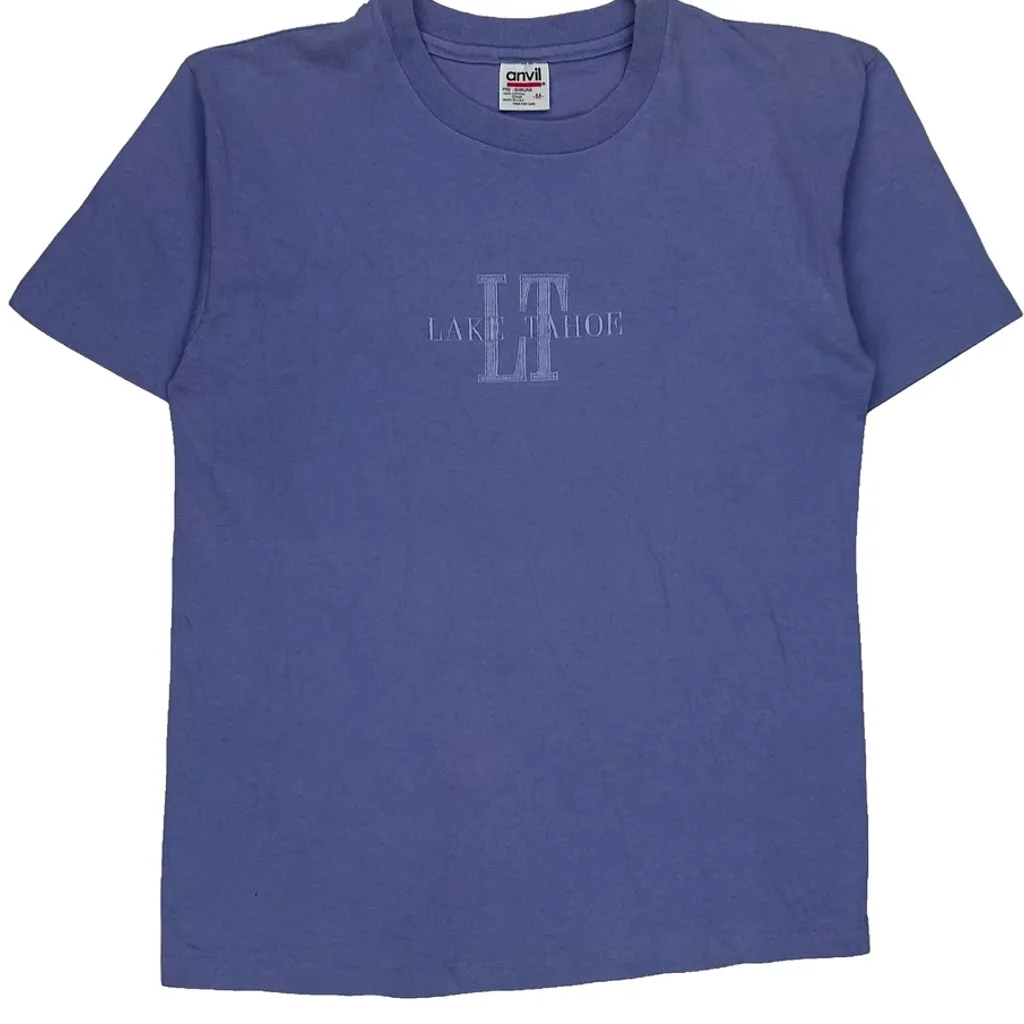 Anvil Single Stitch T-Shirt - Medium Blue Cotton - Image 5