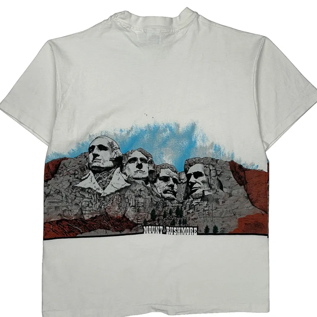 Mount Rushmore Anvil Single Stitch T-Shirt - XL White Cotton - Image 6