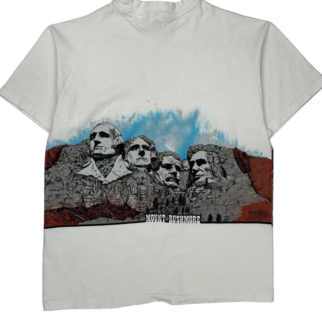 Mount Rushmore Anvil Single Stitch T-Shirt - XL White Cotton - Image 7