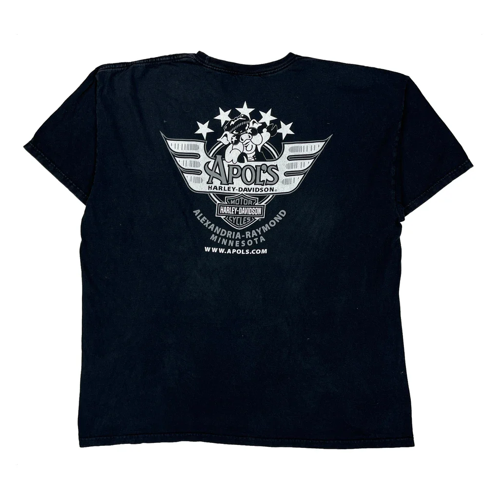 Apol'S Harley-Davidson Alexandria-Raymond Minnesota Harley Davidson Graphic T-Shirt - 2XL Black Cotton - Image 2