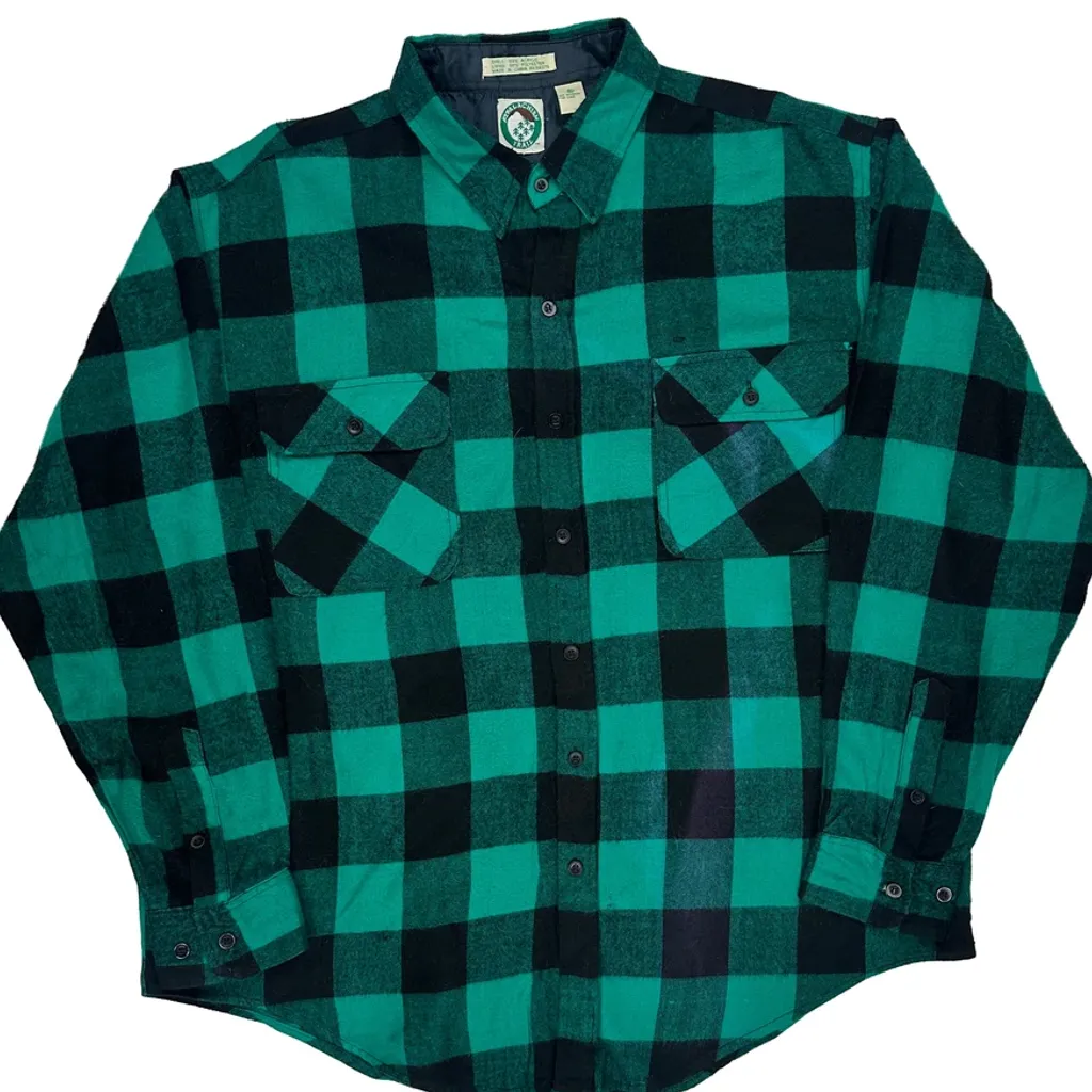 Appalachian Trail Checked Flannel Shirt - XL Green Acrylic - Image 4