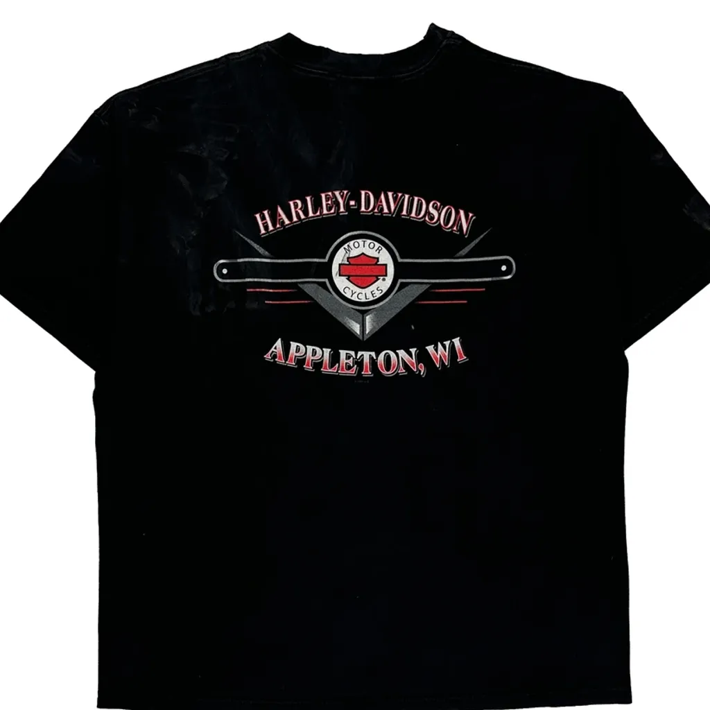 Appleton, Wi Harley Davidson Graphic T-Shirt - XL Black Cotton - Image 6