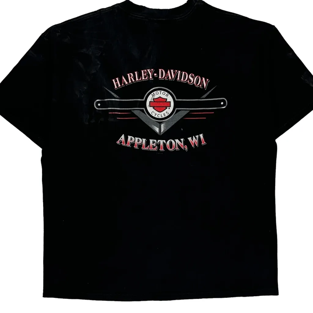 Appleton, Wi Harley Davidson Graphic T-Shirt - XL Black Cotton - Image 7