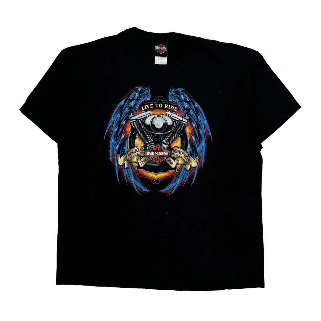 Appleton Wisconsin Harley Davidson Graphic T-Shirt - XL Black Cotton