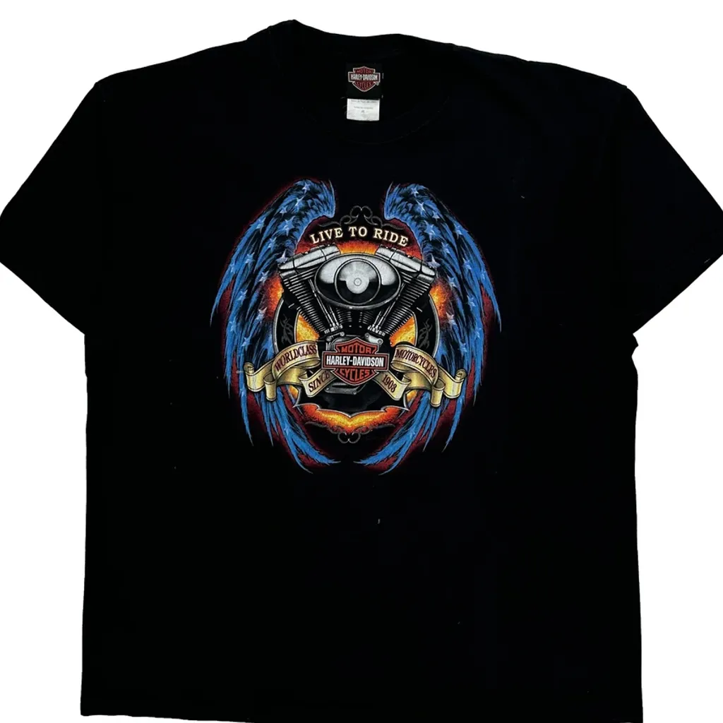 Appleton Wisconsin Harley Davidson Graphic T-Shirt - XL Black Cotton - Image 6