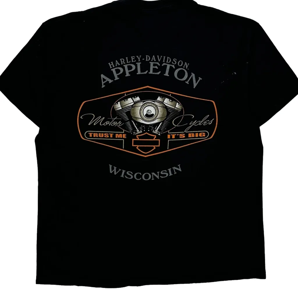 Appleton Wisconsin Harley Davidson Graphic T-Shirt - XL Black Cotton - Image 8