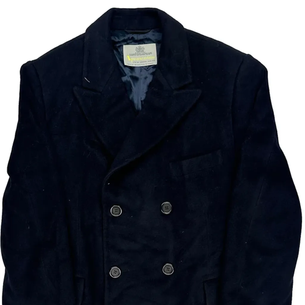 Aquascutum Double Breasted Overcoat - Large Navy Wool - Image 6