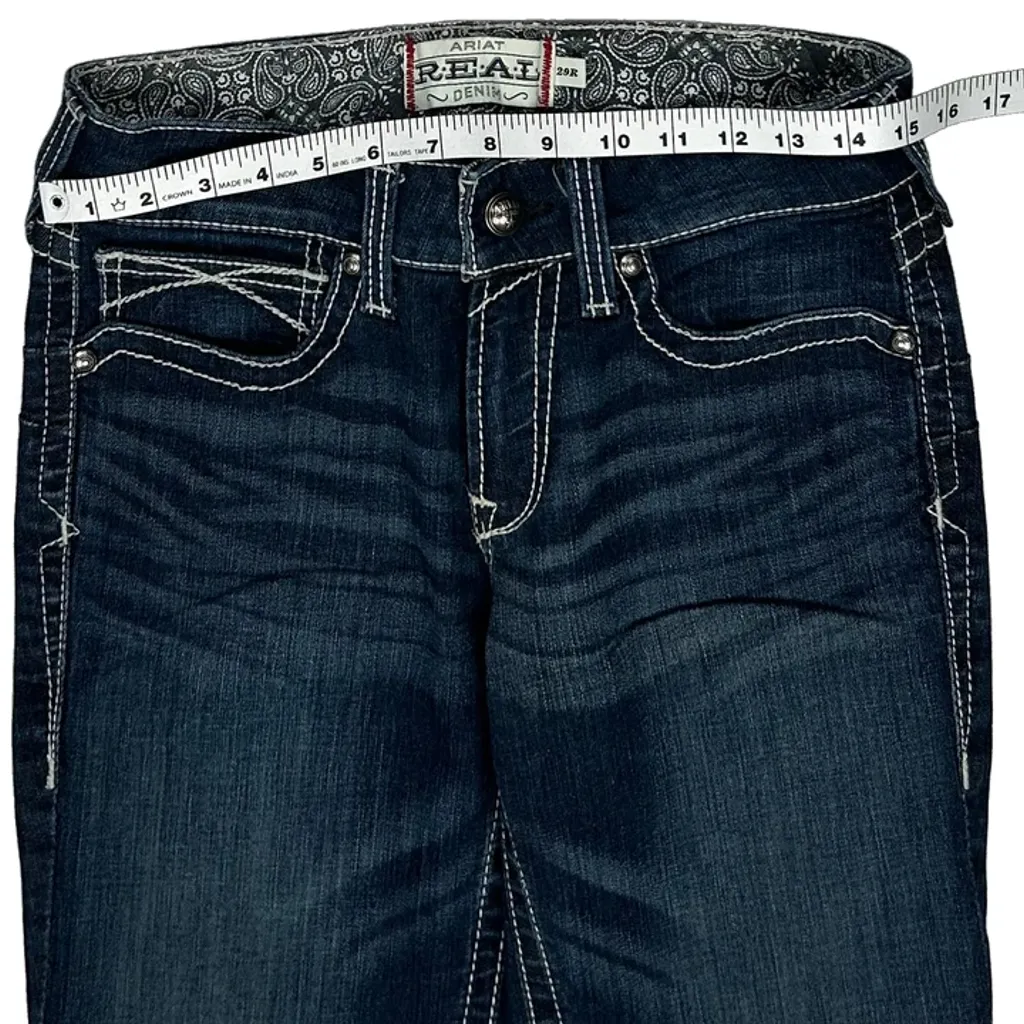 Ariat Contrast Stitch Jeans - 29W UK 8 Blue Cotton Blend - Image 10