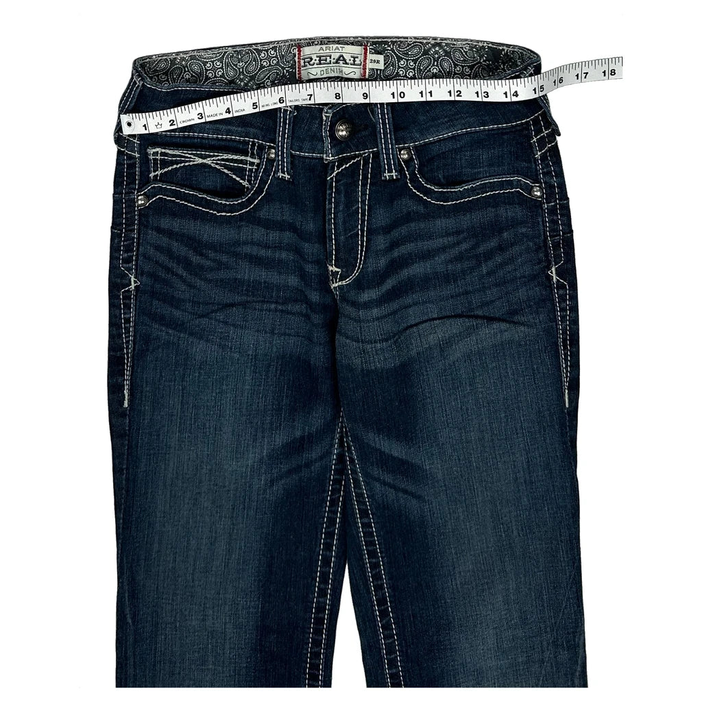 Ariat Contrast Stitch Jeans - 29W UK 8 Blue Cotton Blend - Image 2