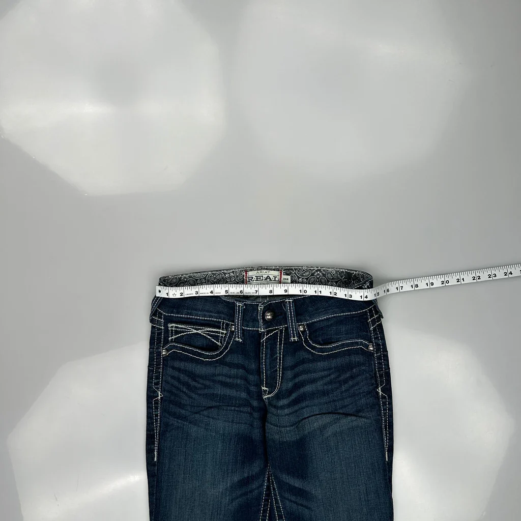 Ariat Contrast Stitch Jeans - 29W UK 8 Blue Cotton Blend - Image 3