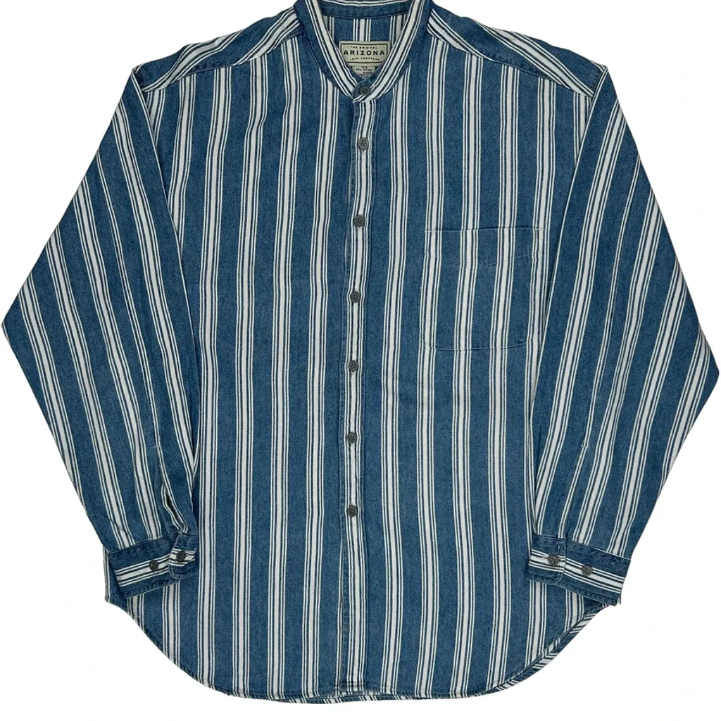 Arizona Jeans Striped Shirt - Medium Blue Cotton - Image 4
