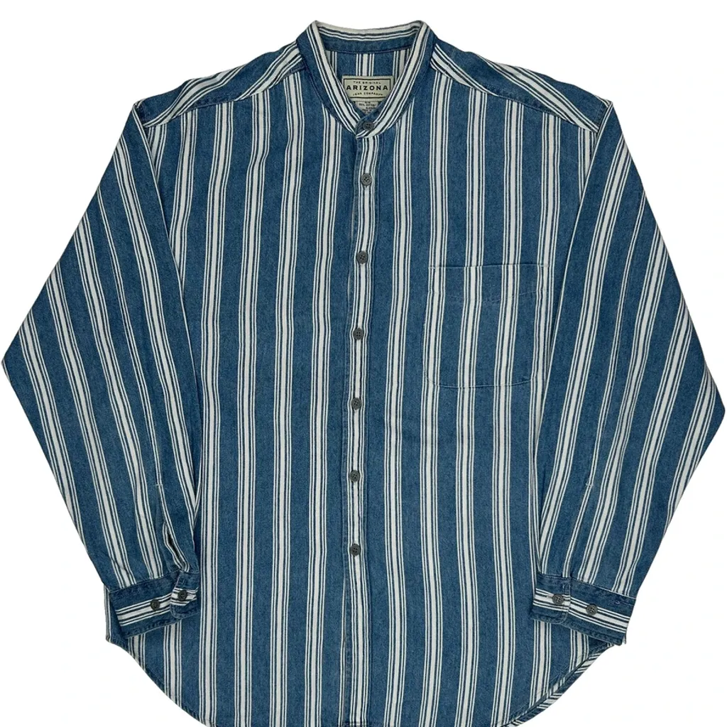 Arizona Jeans Striped Shirt - Medium Blue Cotton - Image 5