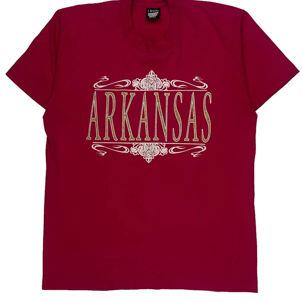 Arkansas Screen Stars Single Stitch T-Shirt - Large Red Cotton Blend - Image 4
