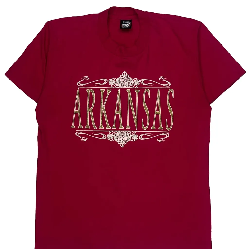 Arkansas Screen Stars Single Stitch T-Shirt - Large Red Cotton Blend - Image 5