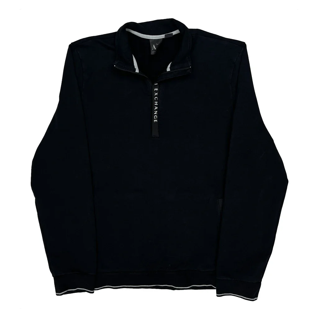 Armani Exchange 1/4 Zip - XL Black Cotton