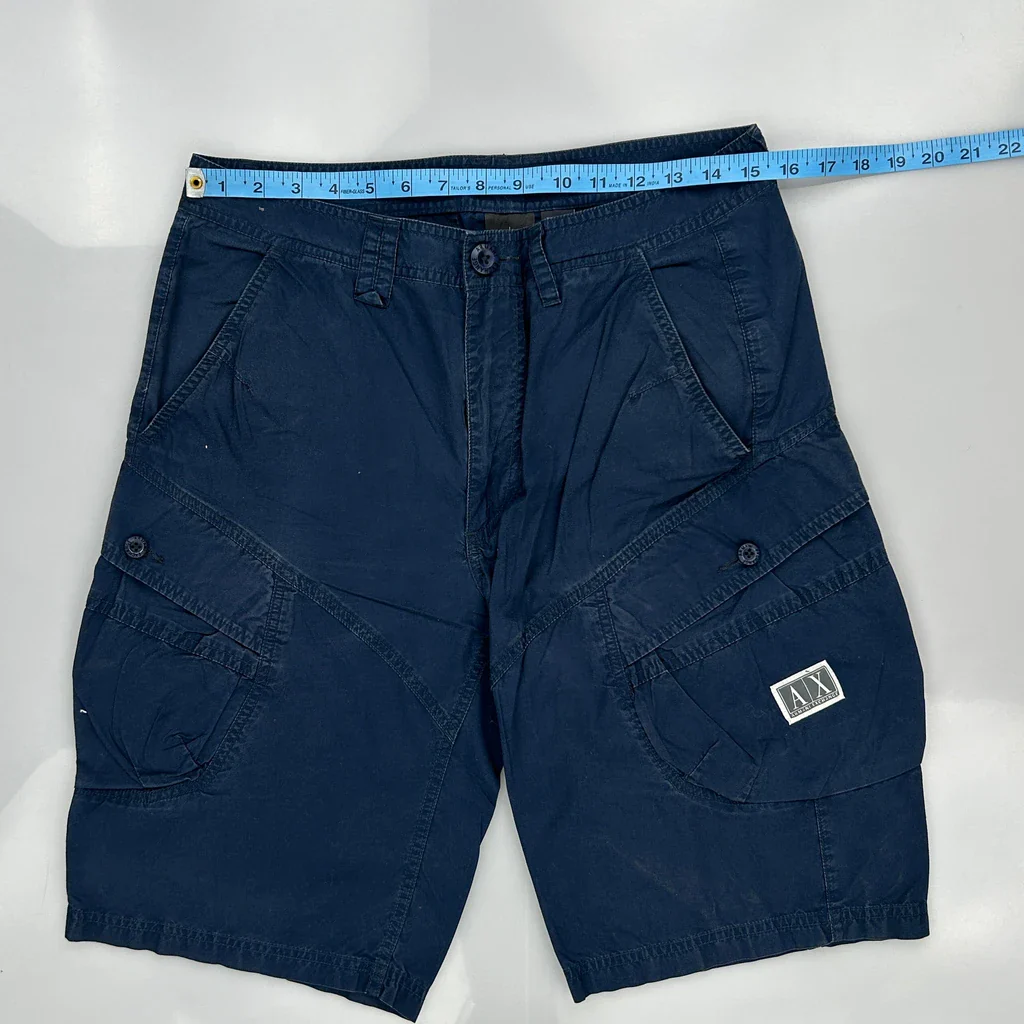 Armani Exchange Cargo Shorts - 30W 11L Blue Cotton - Image 3