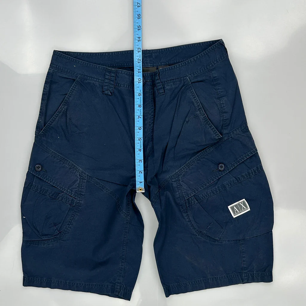 Armani Exchange Cargo Shorts - 30W 11L Blue Cotton - Image 4