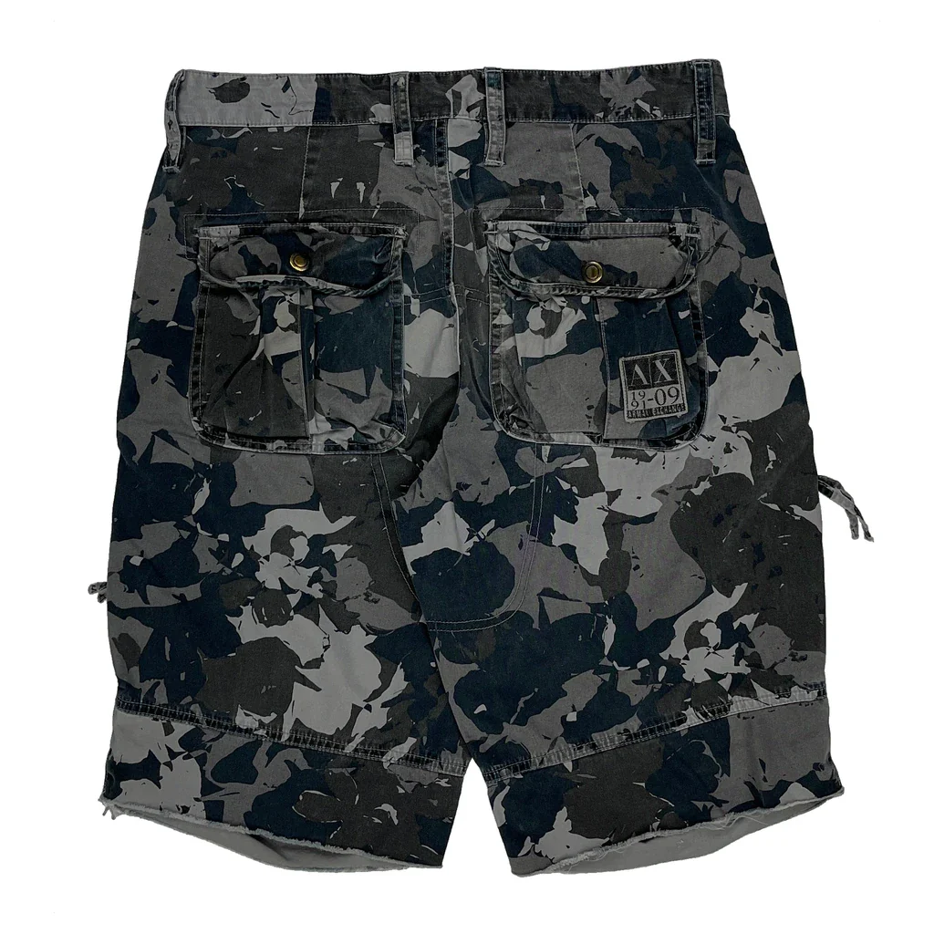 Armani Exchange Camo Cargo Shorts - 28W 10L Grey Cotton