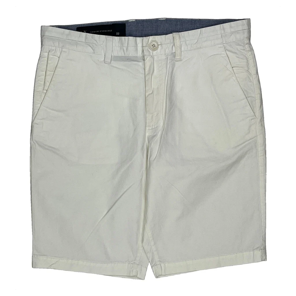 Armani Exchange Chino Shorts - 32W 9L White Cotton - Image 2