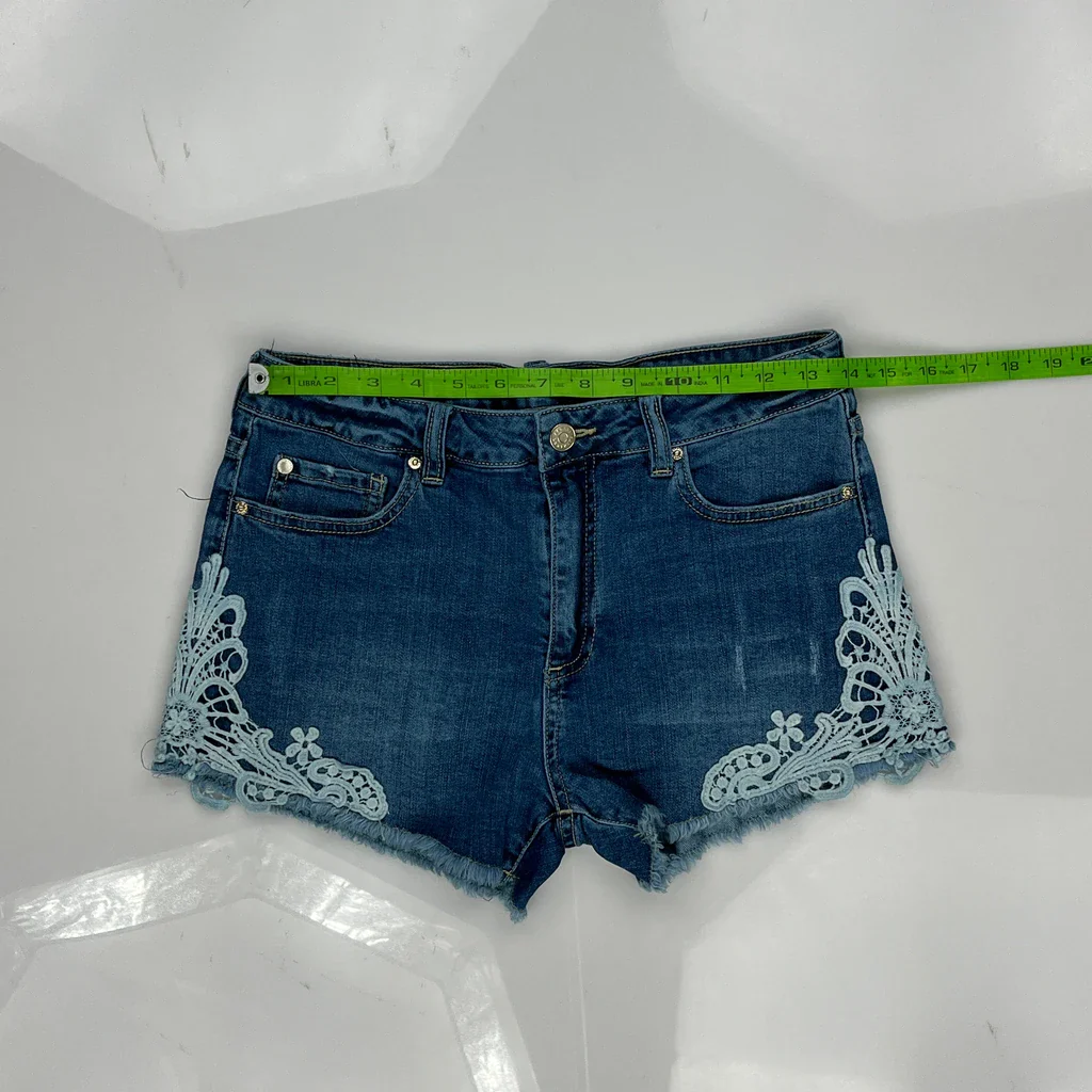 Armani Exchange Lace Denim Shorts - 28W UK 8 Blue Denim - Image 3