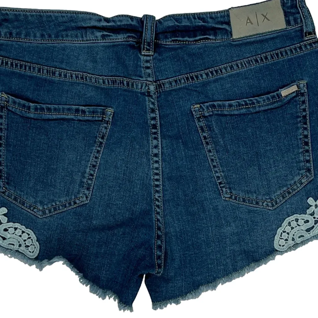 Armani Exchange Lace Denim Shorts - 28W UK 8 Blue Denim - Image 7