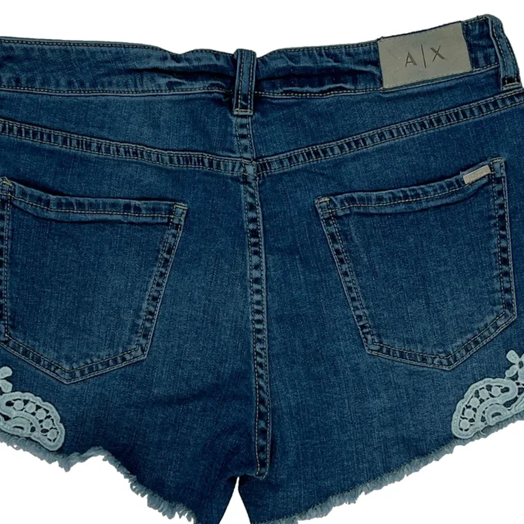 Armani Exchange Lace Denim Shorts - 28W UK 8 Blue Denim - Image 8