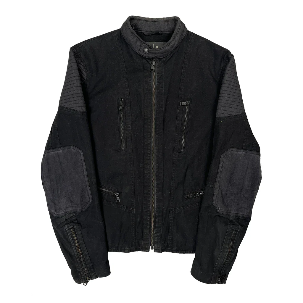 Armani Exchange Biker Jacket - Medium Black Cotton Blend
