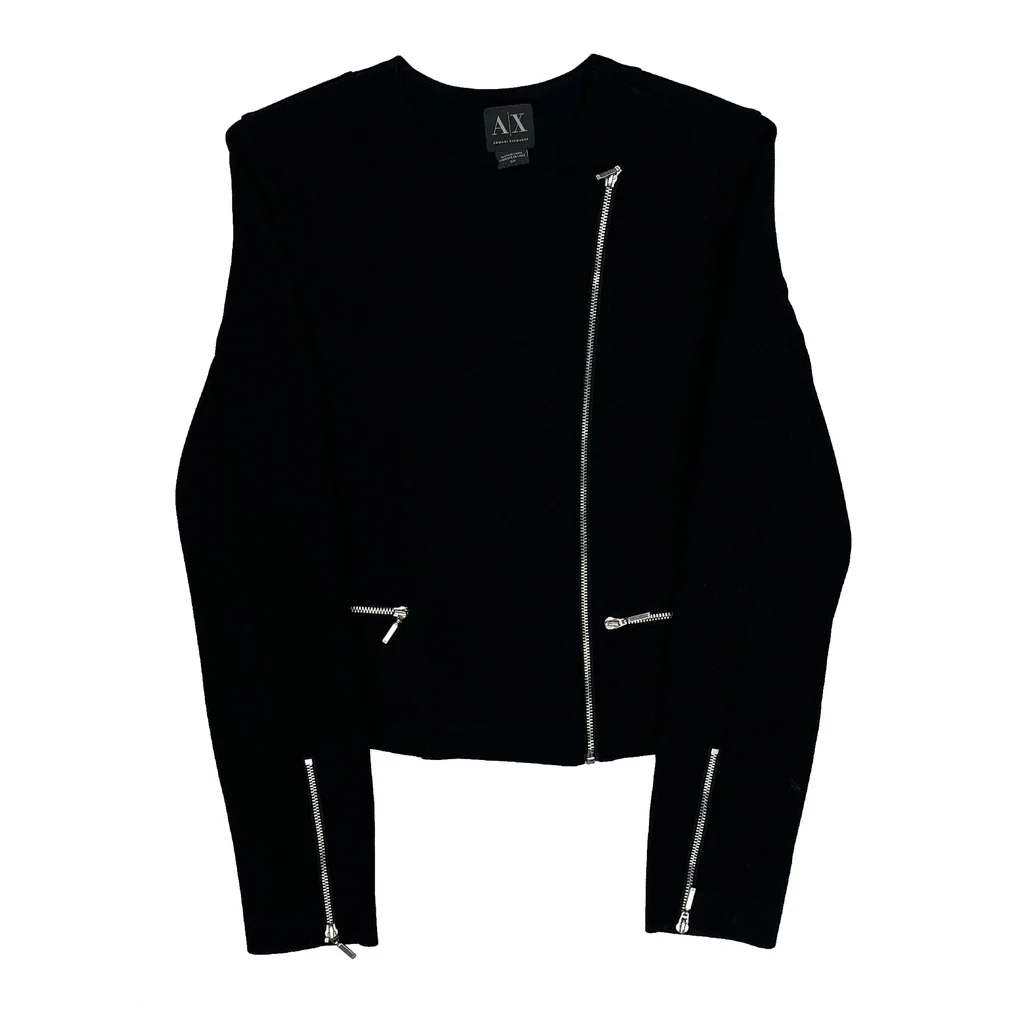 Armani Exchange Asymmetric Jacket - Small Black Polyester