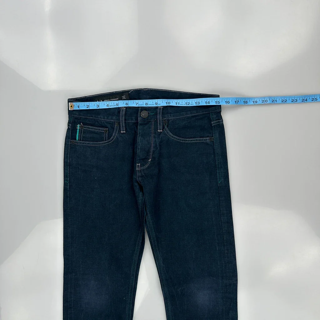Armani Exchange Skinny Jeans - 30W 28L Blue Cotton Blend - Image 3