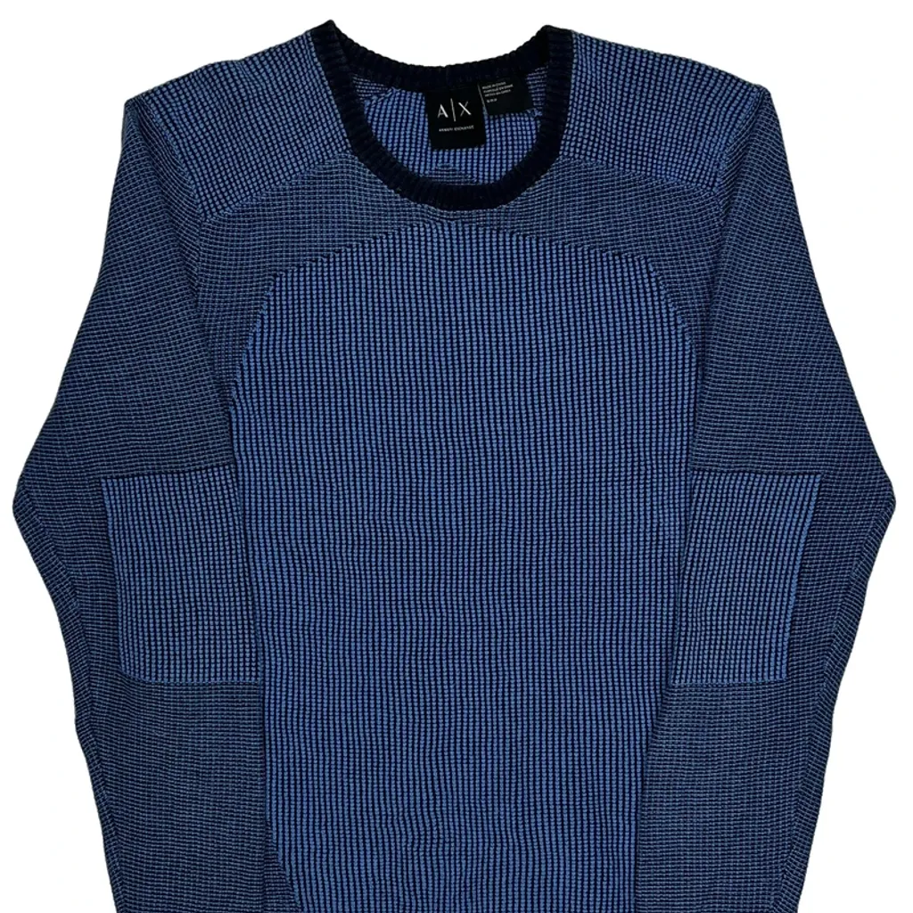 Armani Exchange Striped Jumper - Small Blue Cotton - Image 5