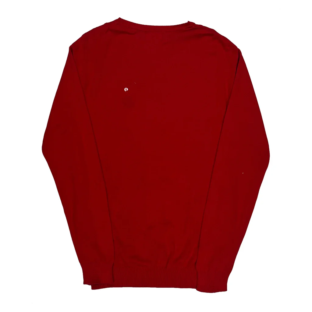 Armani Exchange V-Neck Jumper - XL Red Cotton - Image 2