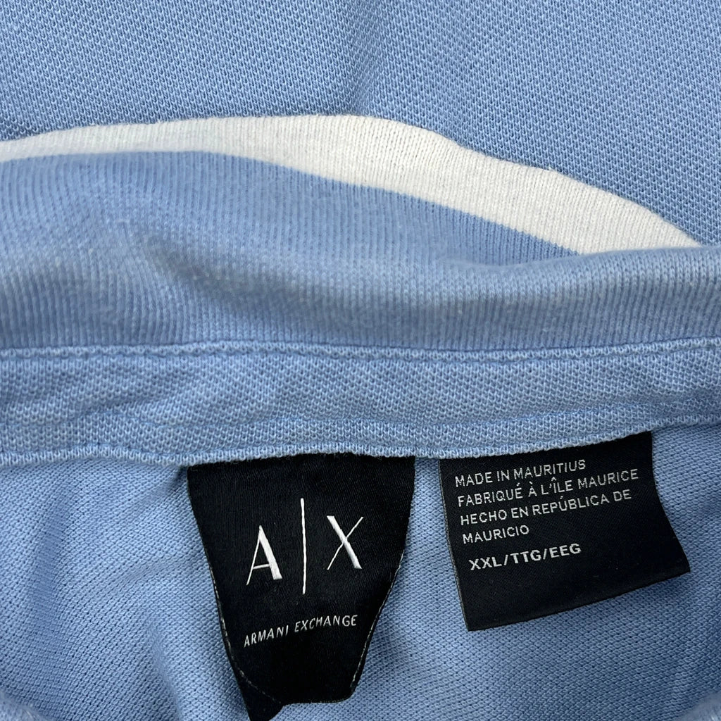 Armani Exchange Polo Shirt - 2XL Blue Cotton - Image 3