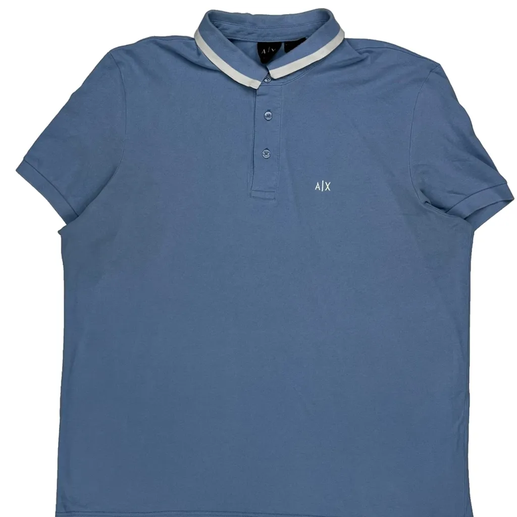 Armani Exchange Polo Shirt - 2XL Blue Cotton - Image 5