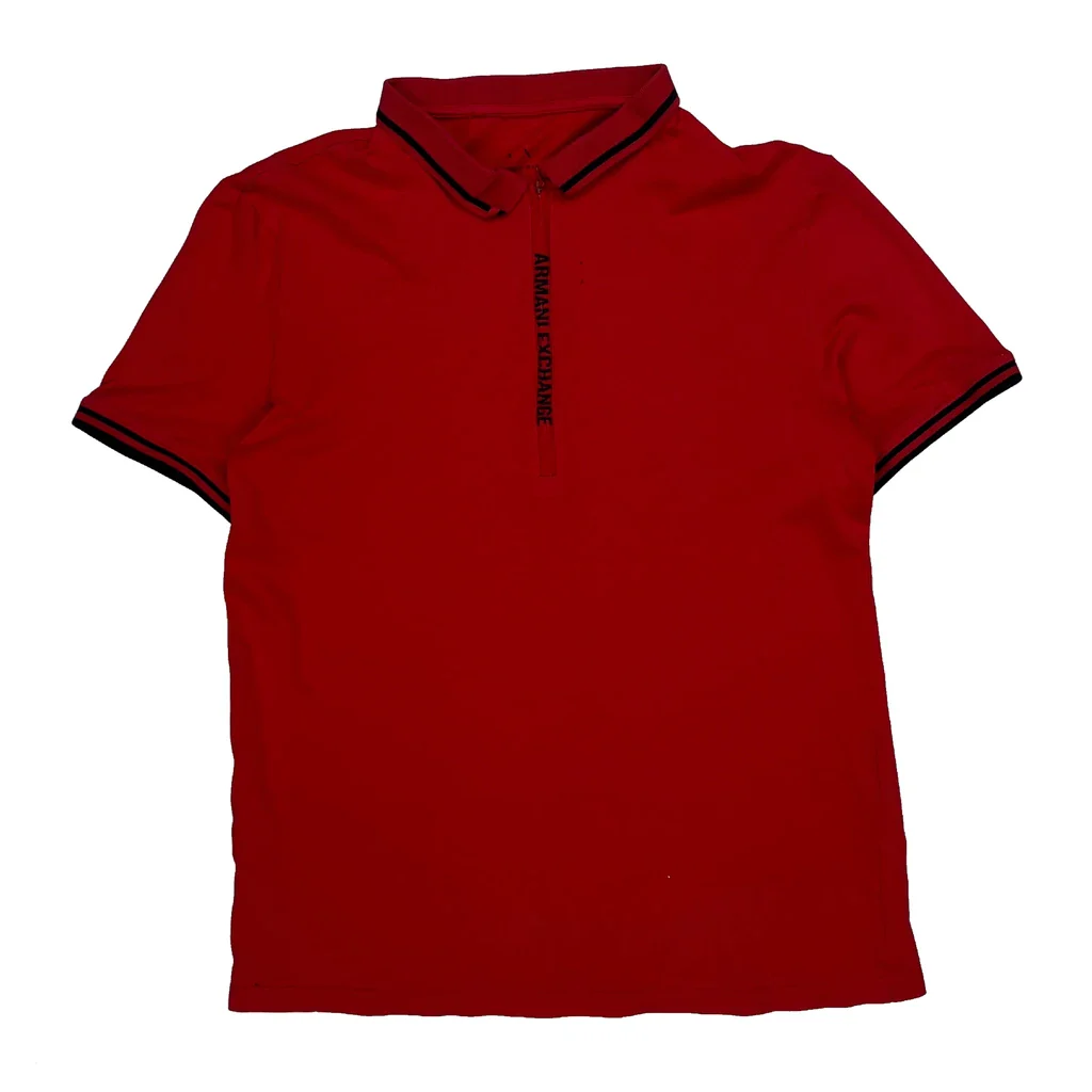 Armani Exchange Polo Shirt - Medium Red Cotton