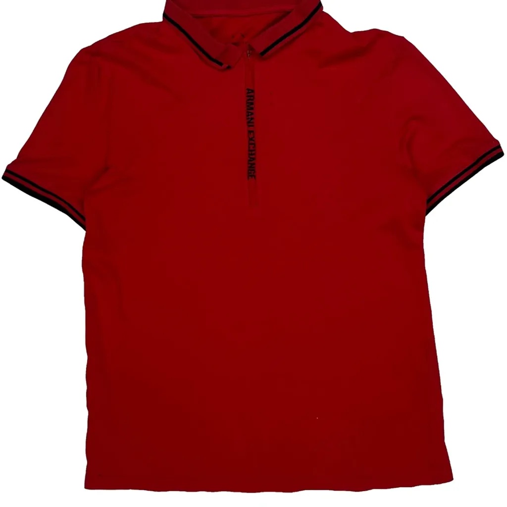 Armani Exchange Polo Shirt - Medium Red Cotton - Image 4