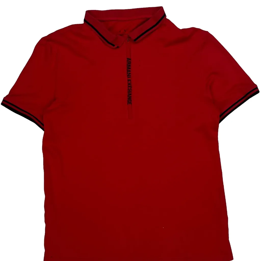 Armani Exchange Polo Shirt - Medium Red Cotton - Image 5