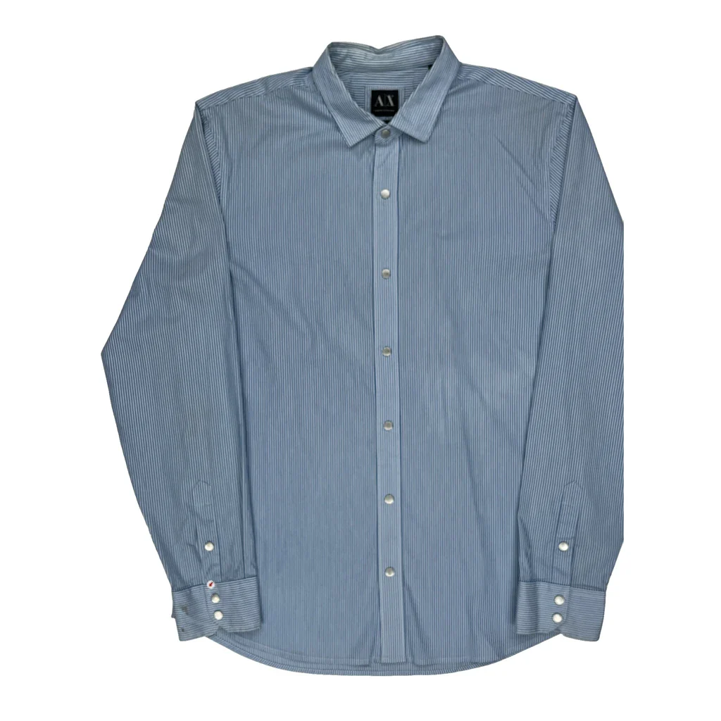 Armani Exchange Slim Shirt - Large Blue Cotton - Image 2