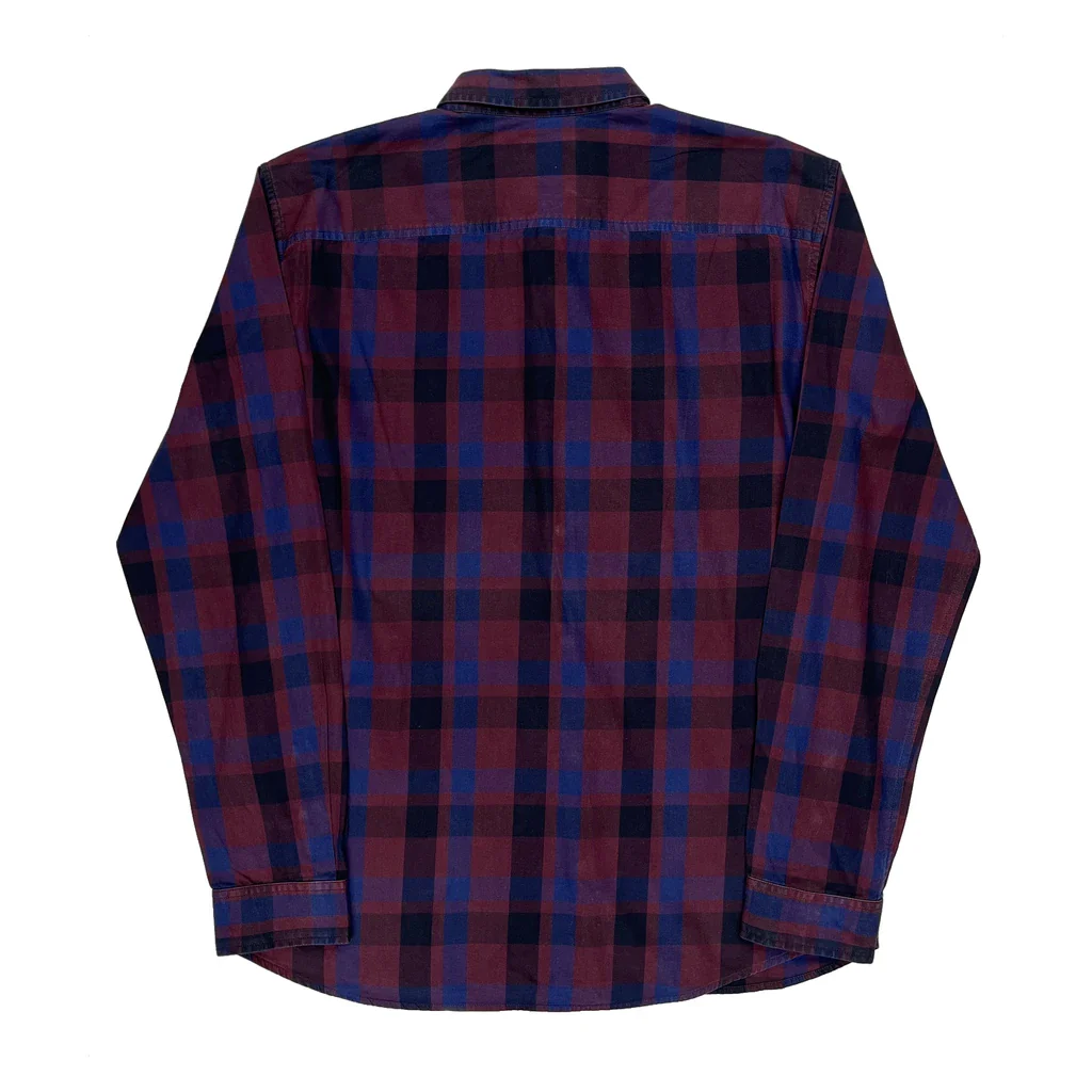 Armani Exchange Checked Shirt - 2XL Burgundy Cotton - Image 2