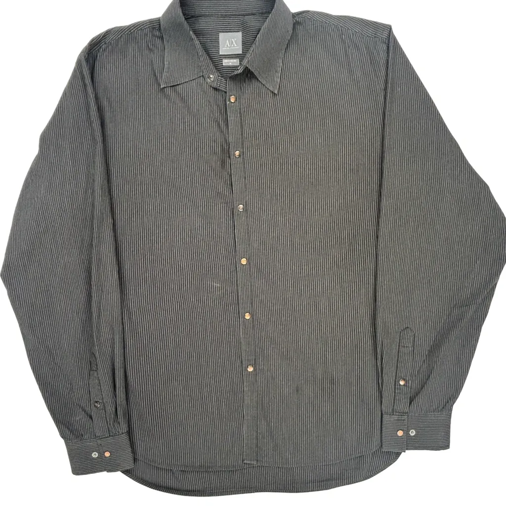 Armani Exchange Pinstripe Shirt - XL Gray Cotton - Image 4