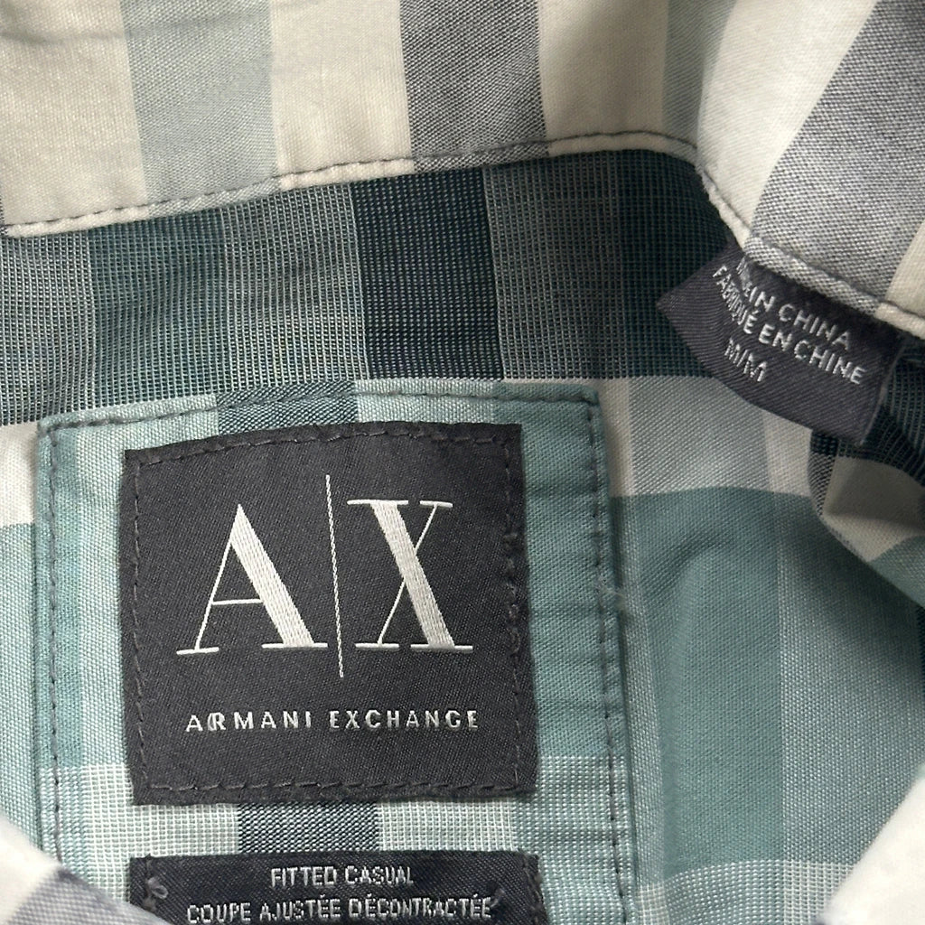 Armani Exchange Checked Shirt - Small Green Cotton - Image 3