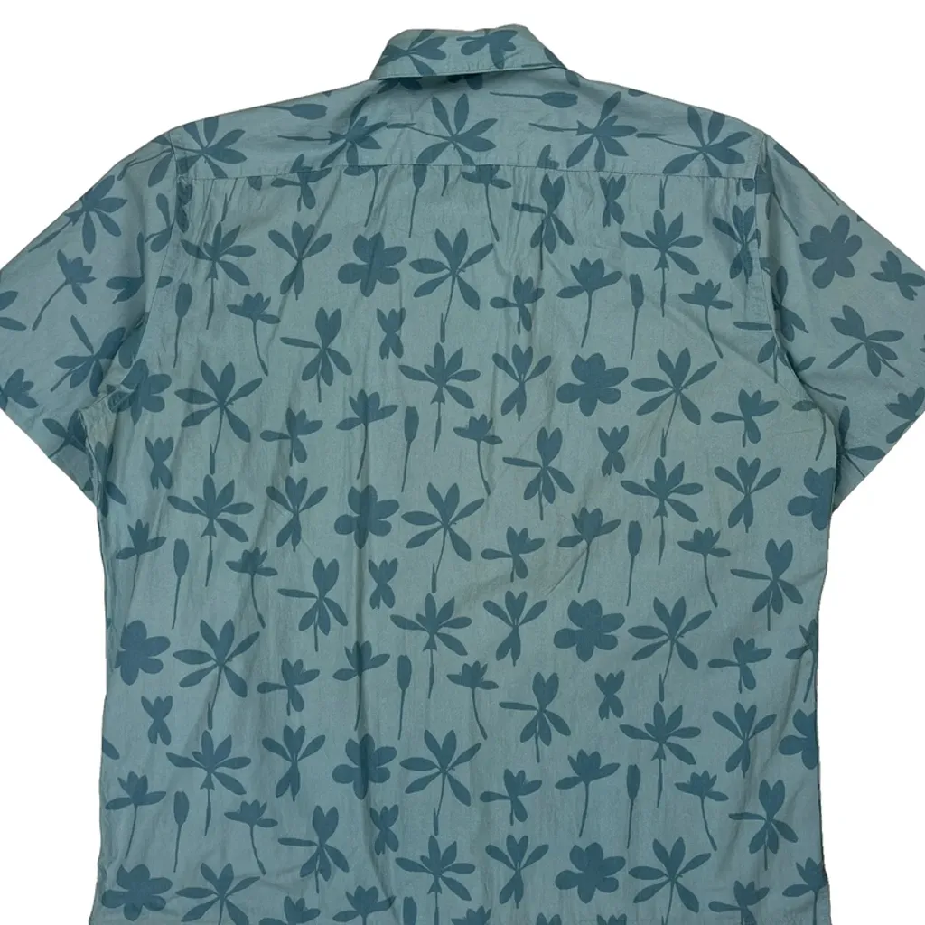 Armani Exchange Floral Short Sleeve Shirt - Large Blue Cotton - Image 6