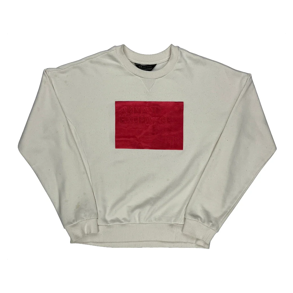 Armani Exchange Sweatshirt - Small Cream Cotton