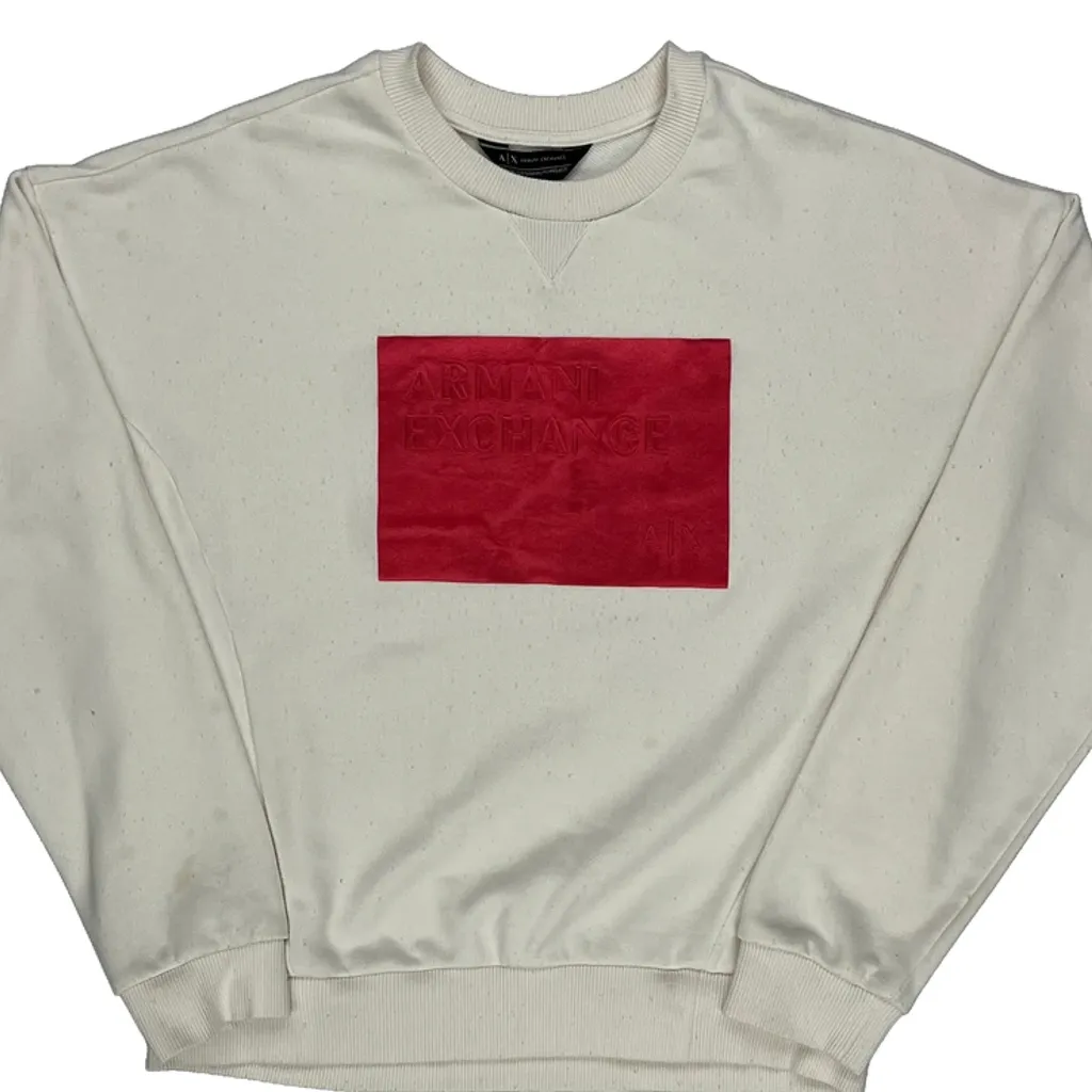 Armani Exchange Sweatshirt - Small Cream Cotton - Image 4