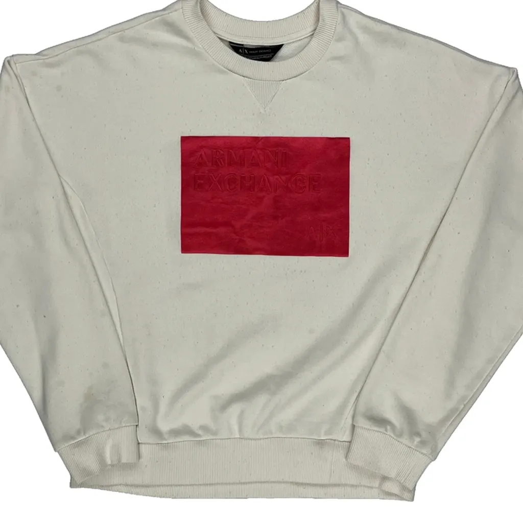 Armani Exchange Sweatshirt - Small Cream Cotton - Image 5